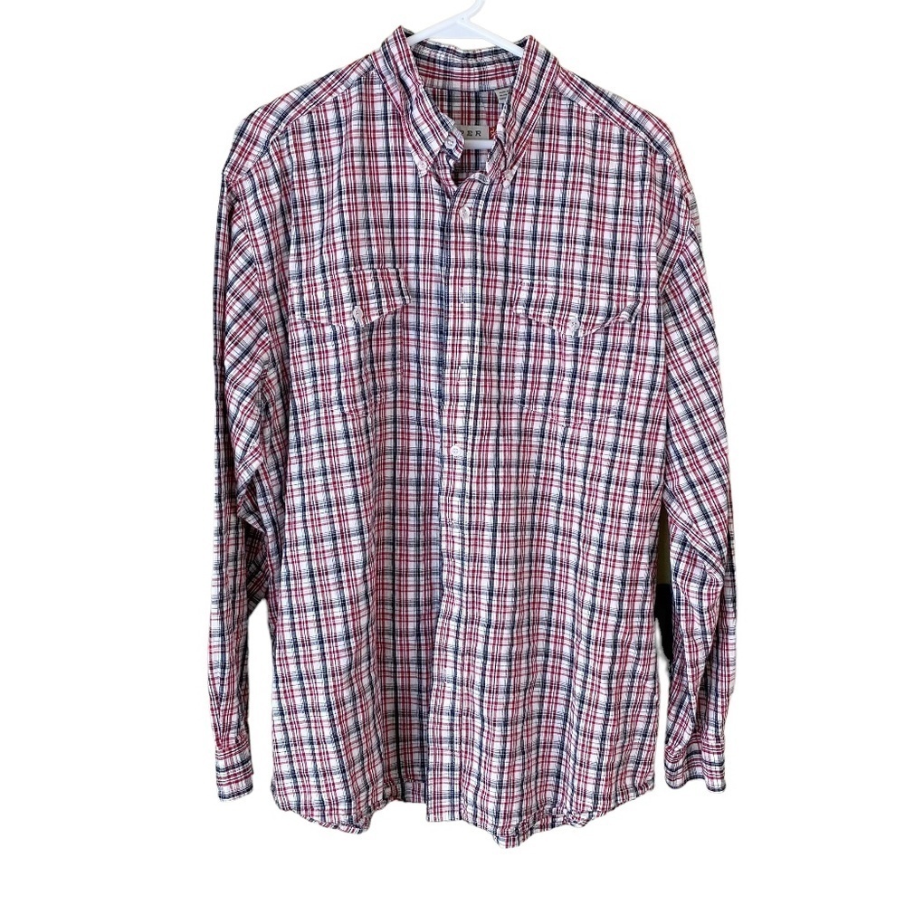 Roper Men's Shirt‎ Black Red White Plaid 100% Cotton XL